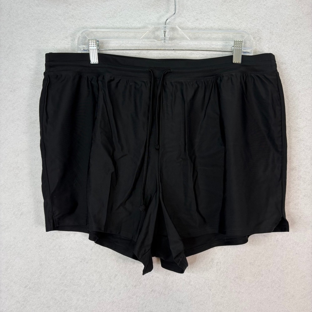 Cacique Black Drawstring Lined Swim Shorts Women 18 Beach‎ Pool Travel Casual
